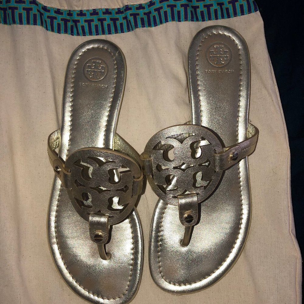 Tory Burch Miller Gold Leather Sandal